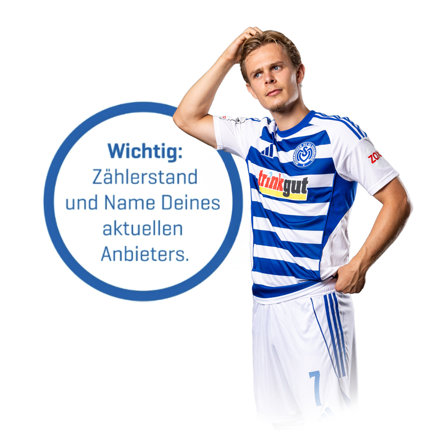 MSV Spieler lehnt an grafischem Störer MSV Spieler lehnt an grafischem Störer