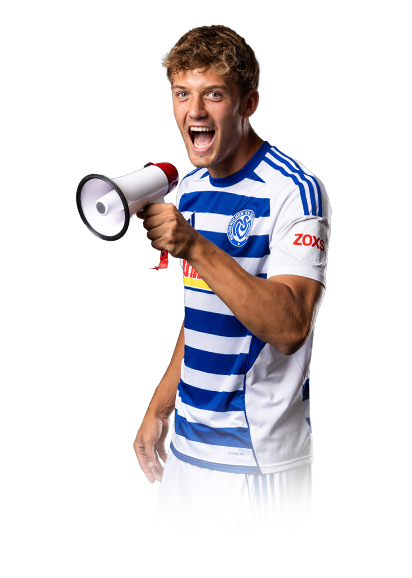 MSV Spieler mit Megaphon